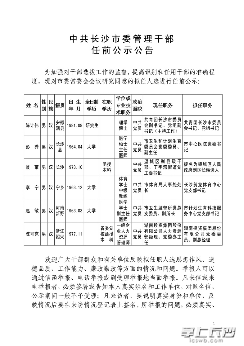 長沙市市規(guī)劃管理局最新人事任命