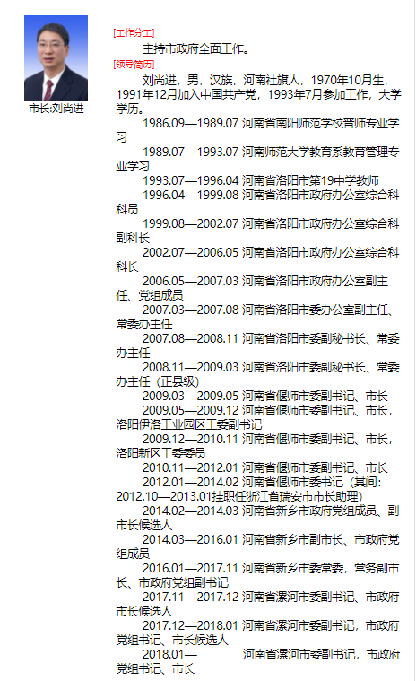 漯河市委常委最新名單